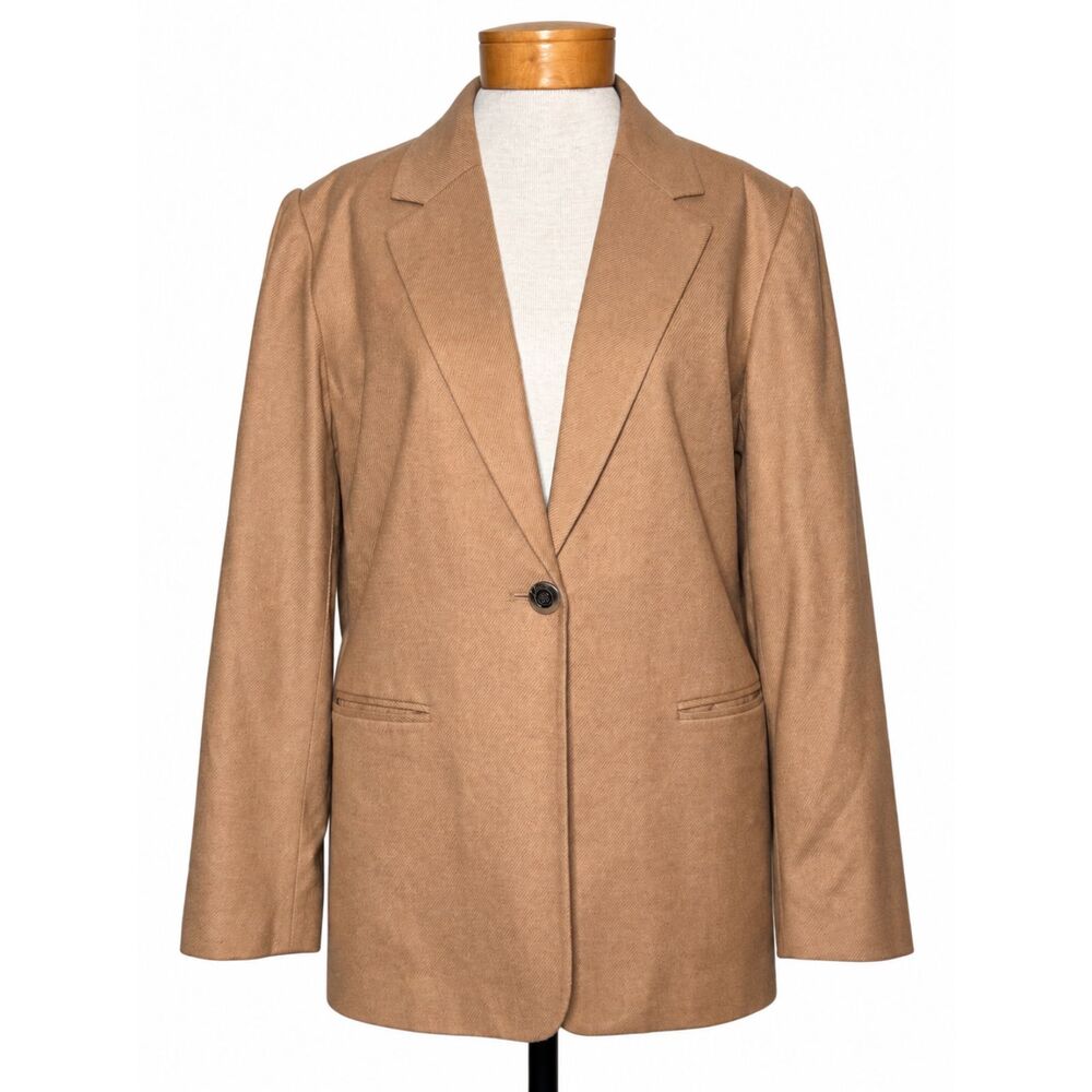 Requirements Vintage 100% Wool Camel Blazer Women 14 Quiet Luxury 90s Academia